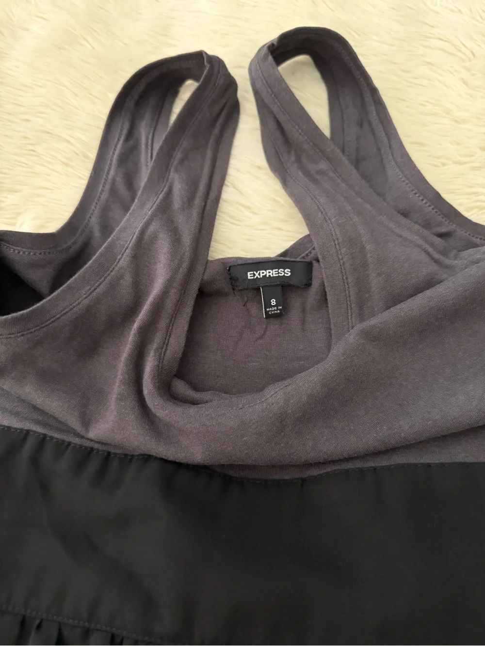 Express Black Ruffle Skirt Dress with Charcoal Bodice